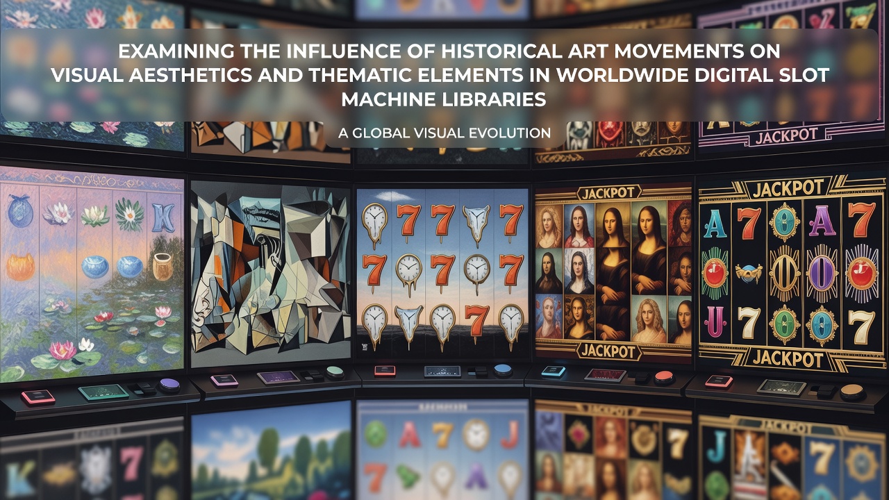 Digital slot machine interface displaying Art Deco geometric patterns and vibrant color palettes inspired by 1920s design movements