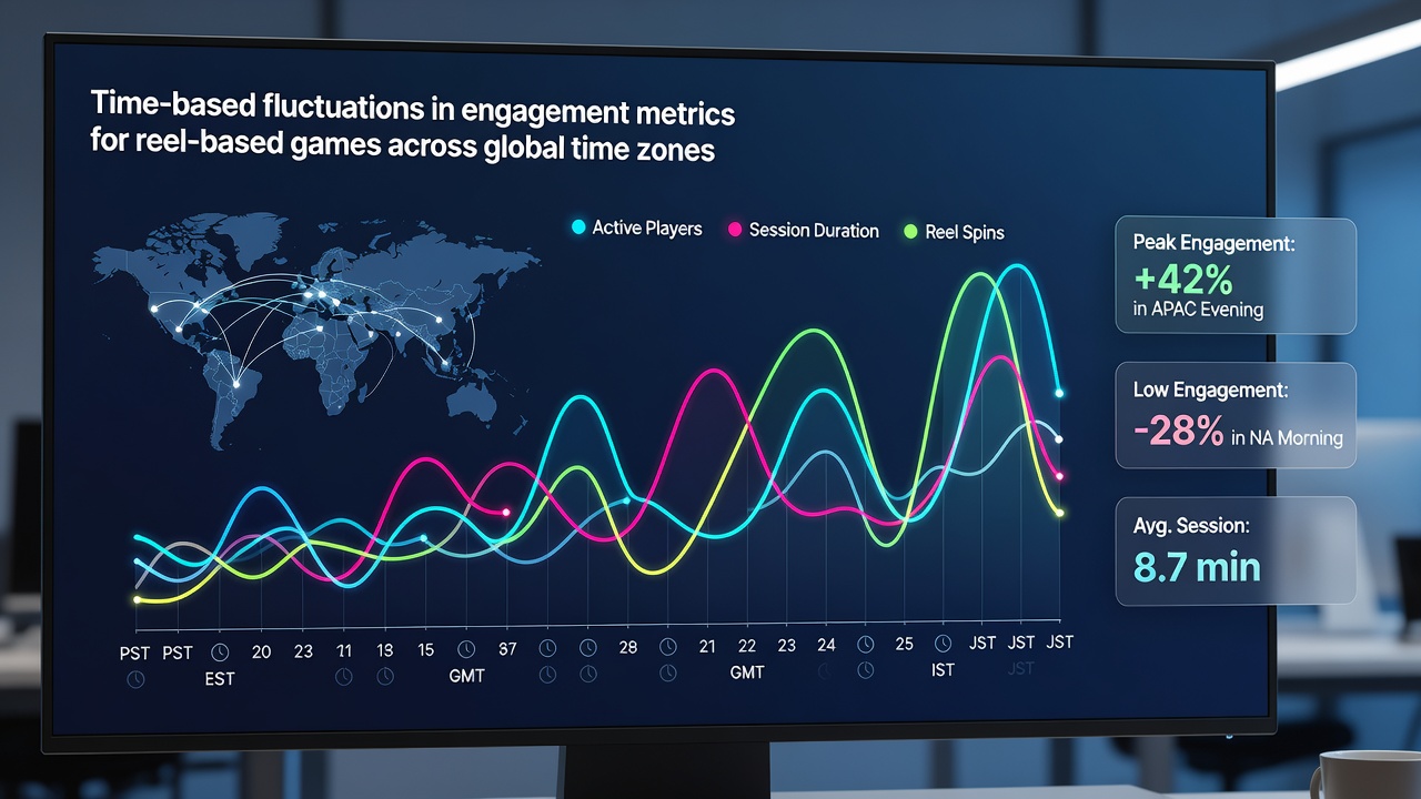 Graph displaying engagement curves across multiple time zones with annotations for August 2026 peaks